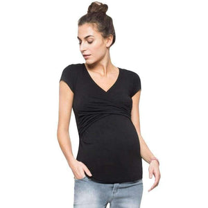 Planet Gates Plus Size V-neck Short Sleeve Maternity Breastfeeding Tops Pregnancy T-Shirts Nursing Clothes For Pregnant Women Feeding Tees
