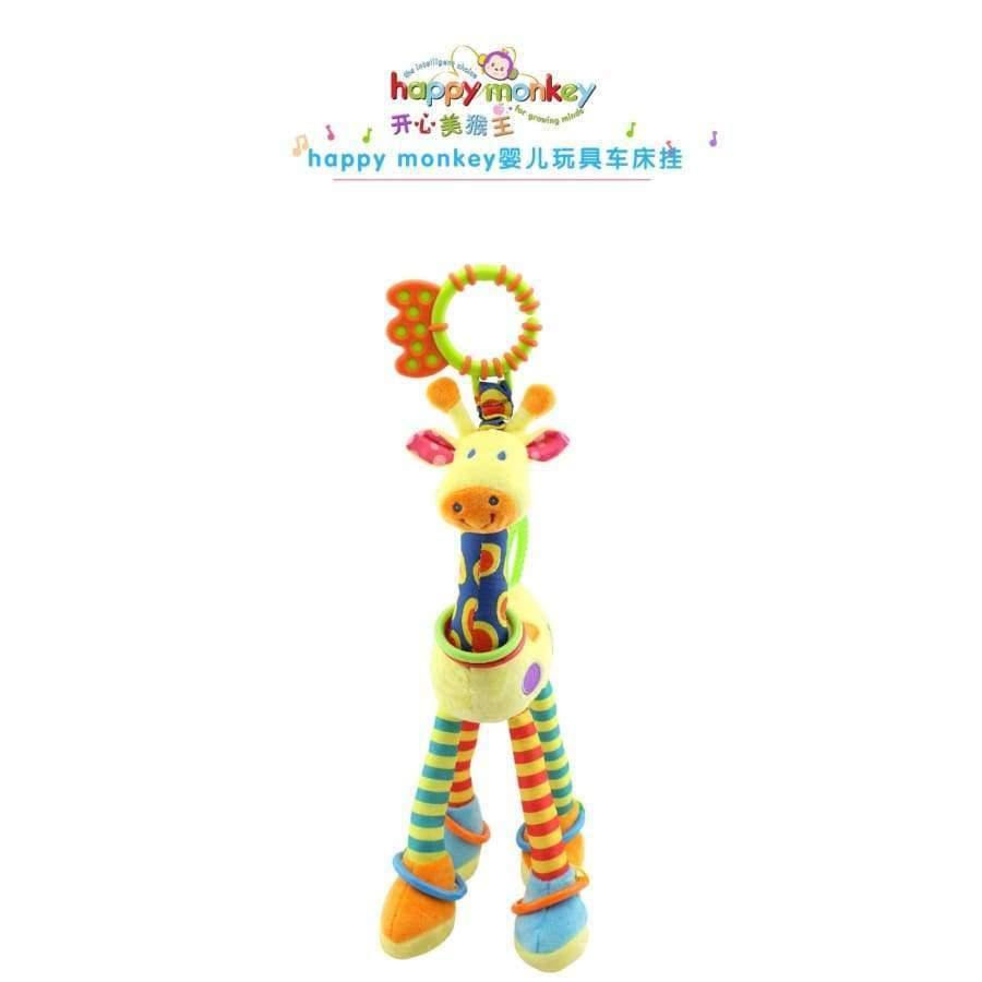 Planet Gates Plush Infant Baby Development Soft Giraffe Animal Handbells Rattles Handle Toys Hot Selling WIth Teether Baby Toy