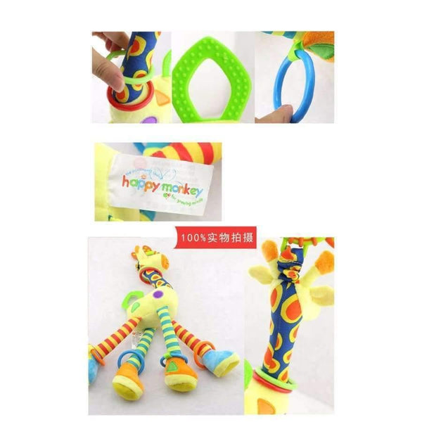 Planet Gates Plush Infant Baby Development Soft Giraffe Animal Handbells Rattles Handle Toys Hot Selling WIth Teether Baby Toy
