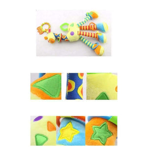 Planet Gates Plush Infant Baby Development Soft Giraffe Animal Handbells Rattles Handle Toys Hot Selling WIth Teether Baby Toy