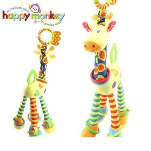 Planet Gates Plush Infant Baby Development Soft Giraffe Animal Handbells Rattles Handle Toys Hot Selling WIth Teether Baby Toy