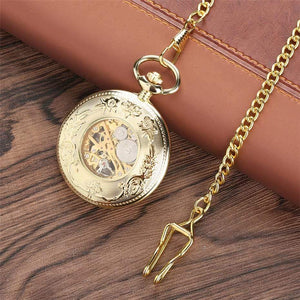Planet Gates Pocket Watch Hollow Skeleton Hand Winding Pendant Watch Vintage Clock for Men Women