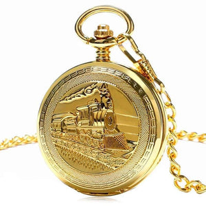 Planet Gates Pocket Watch Mechanical Hand Wind Gold Pendant FOB Double Hunter Necklace Chain Railway Men Women Clock relogio de bolso