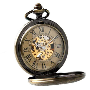 Planet Gates Pocket Watch Men Women Carving Skeleton Fashion Chain Stylish Fob Copper Xmas Exquisite Bronze Clock Gift