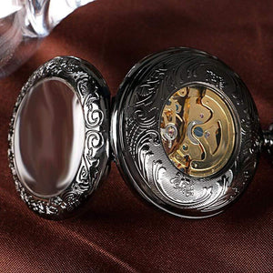 Planet Gates Pocket Watch Mens Carving Transparent Glass Cover Winding Fashion Automatic Steampunk Exquisite Fob Watch Gift