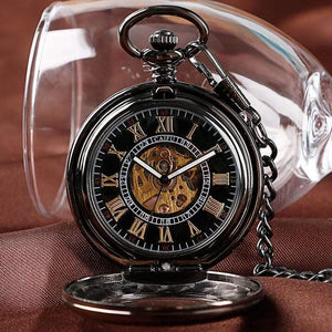 Planet Gates Pocket Watch Mens Carving Transparent Glass Cover Winding Fashion Automatic Steampunk Exquisite Fob Watch Gift