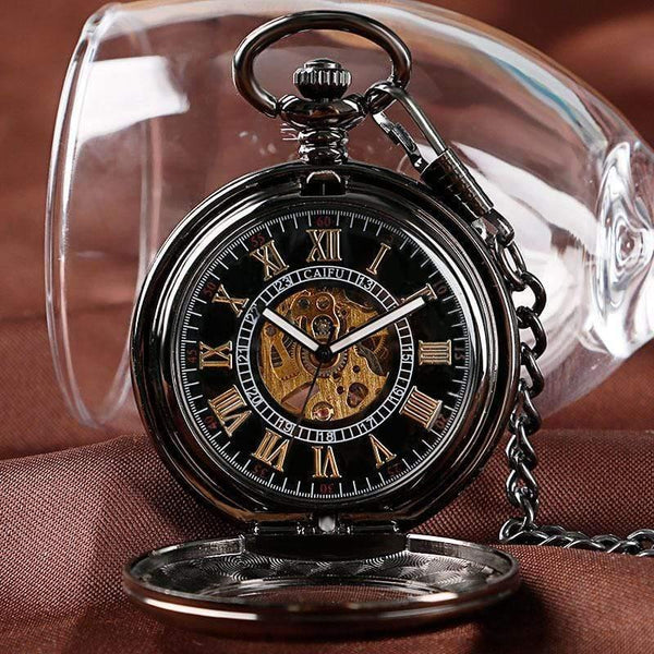 Planet Gates Pocket Watch Mens Carving Transparent Glass Cover Winding Fashion Automatic Steampunk Exquisite Fob Watch Gift