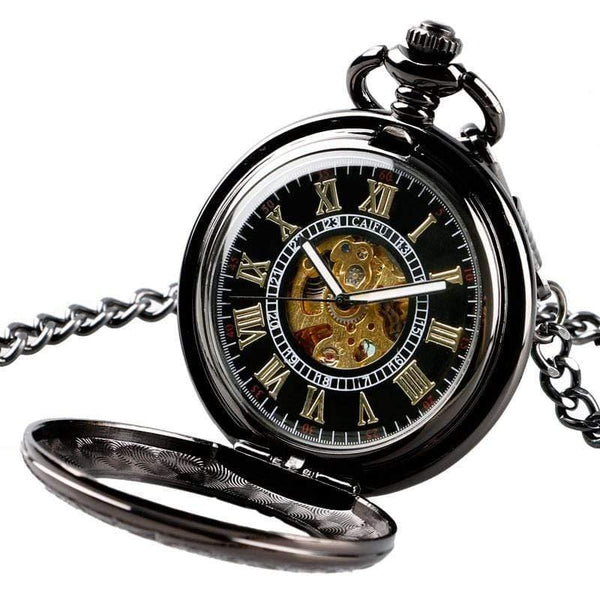Planet Gates Pocket Watch Mens Carving Transparent Glass Cover Winding Fashion Automatic Steampunk Exquisite Fob Watch Gift