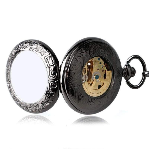 Planet Gates Pocket Watch Mens Carving Transparent Glass Cover Winding Fashion Automatic Steampunk Exquisite Fob Watch Gift