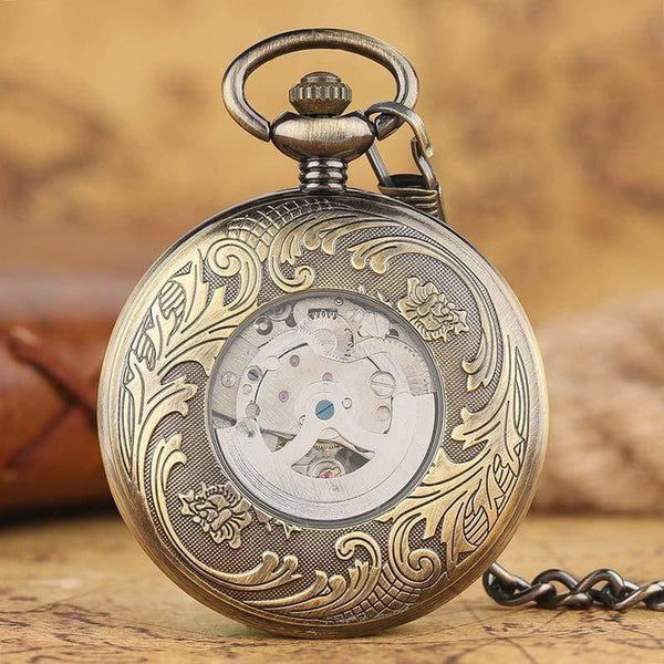 Planet Gates Pocket Watch Retro Hollow Phoenix with Peaony Carving Fob Chain Unique Art Clock Novel Lovers Friends Gifts