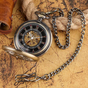 Planet Gates Pocket Watch Retro Hollow Phoenix with Peaony Carving Fob Chain Unique Art Clock Novel Lovers Friends Gifts