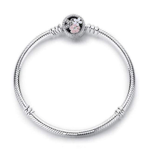 Planet Gates Poetic Blooms / 15cm 925 Sterling Silver Bracelet Bead Charm Heart Snowflake Rose Snake Chain Basic Bracelets Pan Women DIY Jewelry