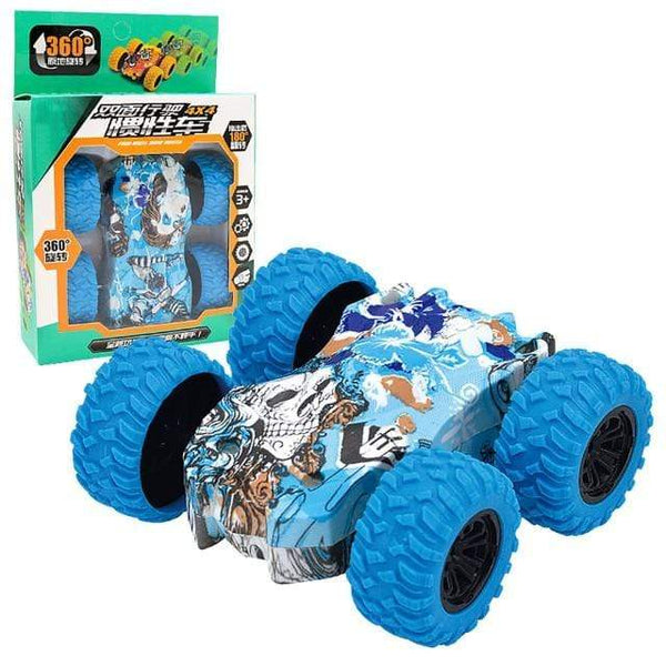 Planet Gates Poland / Blue with box Friction Car Double-sided Graffiti Stunt Car 4wd Off-road Car Model Vehicle Children's Toy Die-casting Pull Back Racing Car