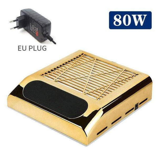 Planet Gates Poland / EU Plug gold 80W Nail Dust Collector Fan Vacuum Cleaner Manicure Machine Tools With Filter Strong Power Nail Art Tool Nail Vacuum Cleaner