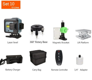 Planet Gates Poland / Set 10 GOXAWEE 360 Laser level 16/12 Lines 3D/4D Self-leveling Nivel Laser Cross Horizontal Vertical Green Beam For Construction Tools