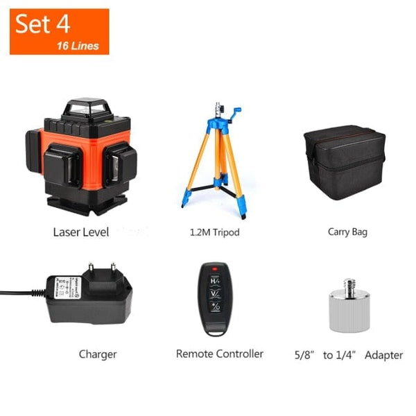 Planet Gates Poland / Set 3 GOXAWEE 360 Laser level 16/12 Lines 3D/4D Self-leveling Nivel Laser Cross Horizontal Vertical Green Beam For Construction Tools