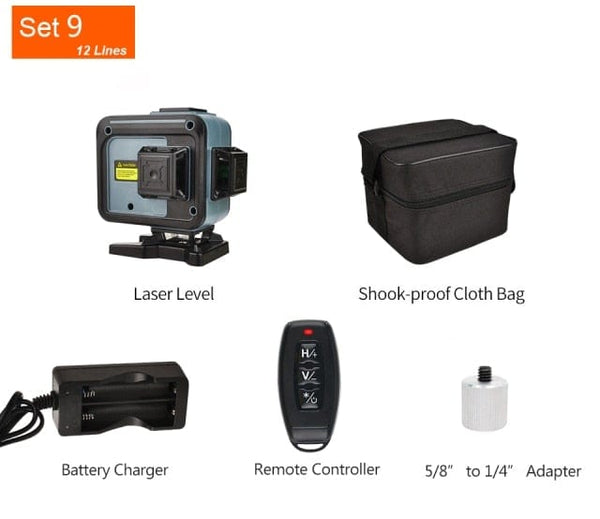 Planet Gates Poland / Set 9 GOXAWEE 360 Laser level 16/12 Lines 3D/4D Self-leveling Nivel Laser Cross Horizontal Vertical Green Beam For Construction Tools