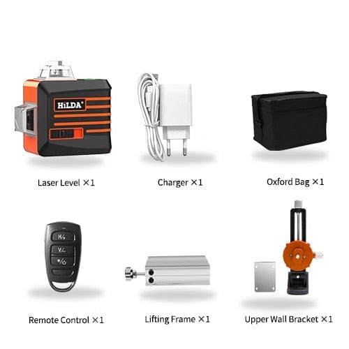 Planet Gates Poland / SET11 HILDA Laser Level 12 Lines 3D Level Self-Leveling 360 Horizontal And Vertical Cross Super Powerful Green Laser Level