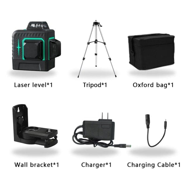 Planet Gates Poland / SET13 HILDA Laser Level 12 Lines 3D Level Self-Leveling 360 Horizontal And Vertical Cross Super Powerful Green Laser Level