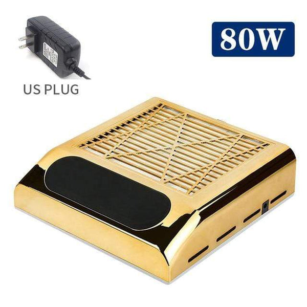 Planet Gates Poland / US Plug gold 80W Nail Dust Collector Fan Vacuum Cleaner Manicure Machine Tools With Filter Strong Power Nail Art Tool Nail Vacuum Cleaner