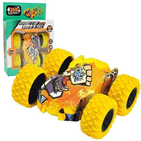 Planet Gates Poland / Yellow with box Friction Car Double-sided Graffiti Stunt Car 4wd Off-road Car Model Vehicle Children's Toy Die-casting Pull Back Racing Car
