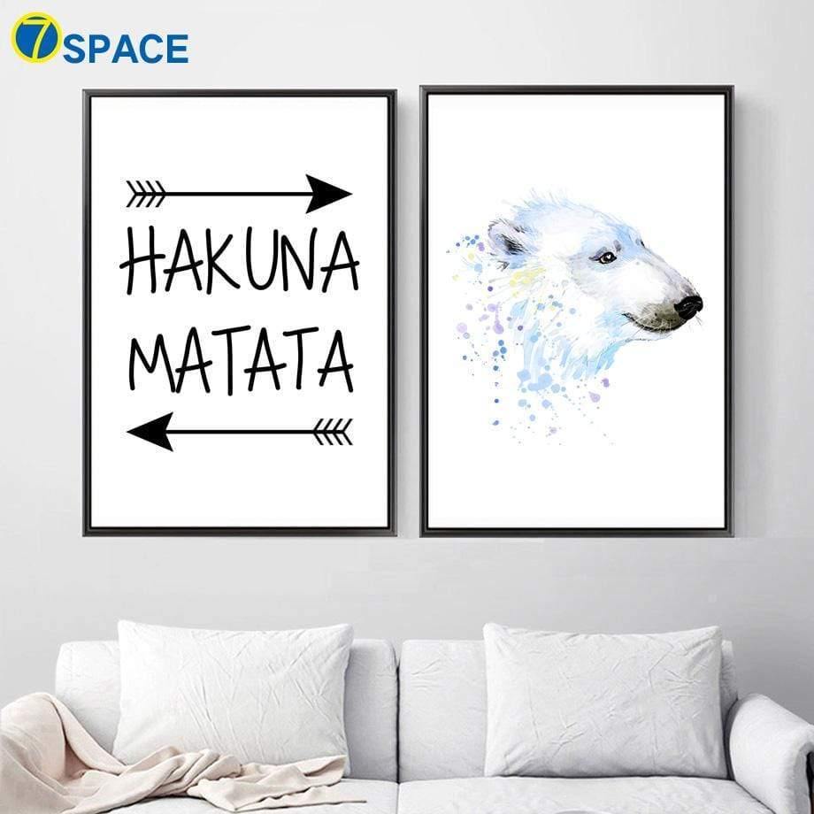 Planet Gates Polar Bear Hakuna Matata Quotes Nordic Poster Wall Art Canvas Painting Posters And Prints Wall Pictures For Baby Kids Room Decor