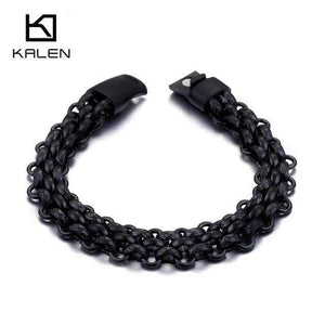 Planet Gates polished black / 22.5cm Italy Gold Stainless Steel Chain Link Bracelets For Men Fashion Male 22CM Magnetic Hand Chain Bracelets Jewelry