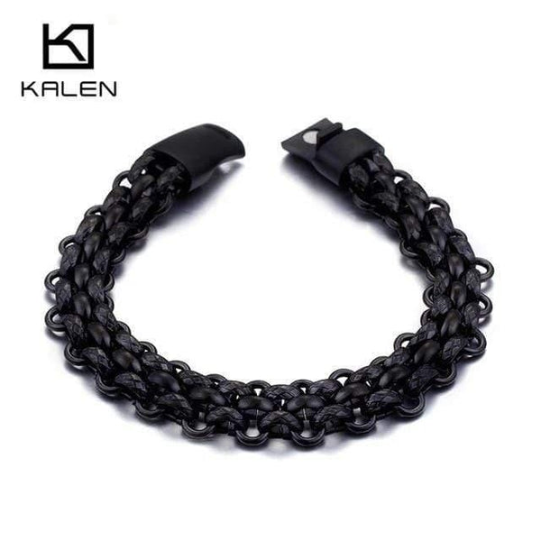 Planet Gates polished black / 22.5cm Italy Gold Stainless Steel Chain Link Bracelets For Men Fashion Male 22CM Magnetic Hand Chain Bracelets Jewelry