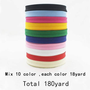 Planet Gates Polyester/Cotton 12mm T/C Bias Binding Tape For Sewing Fold Ribbon Solid Color For DIY Garment Trimming 180 Yards (mix Color Total 180y 12mm)
