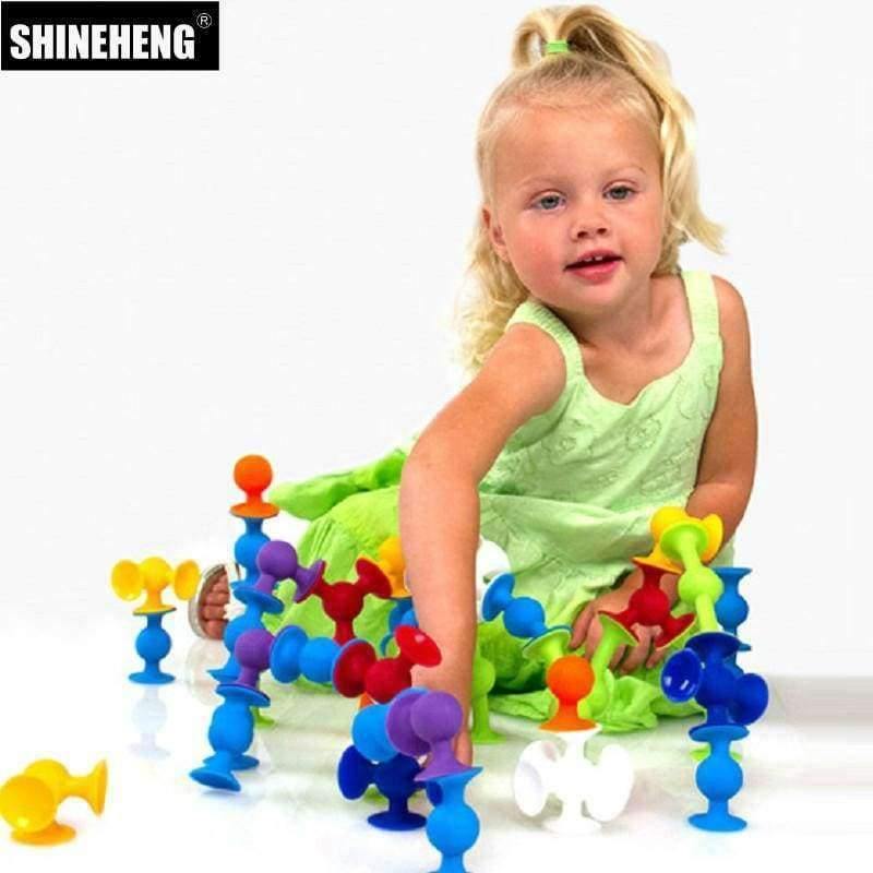 Planet Gates Pop Suckers Funny Silicone Block Soft Building Blocks Kids DIY Model Construction Toy For Children Boys Girls Christmas Gift