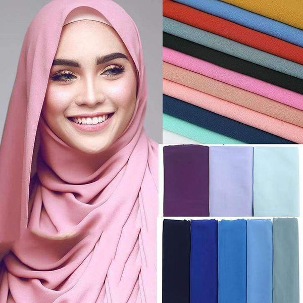 Planet Gates Popular Malaysia style women plain bubble chiffon scarf hijab wrap solid color shawls headband muslim hijabs scarves/scarf