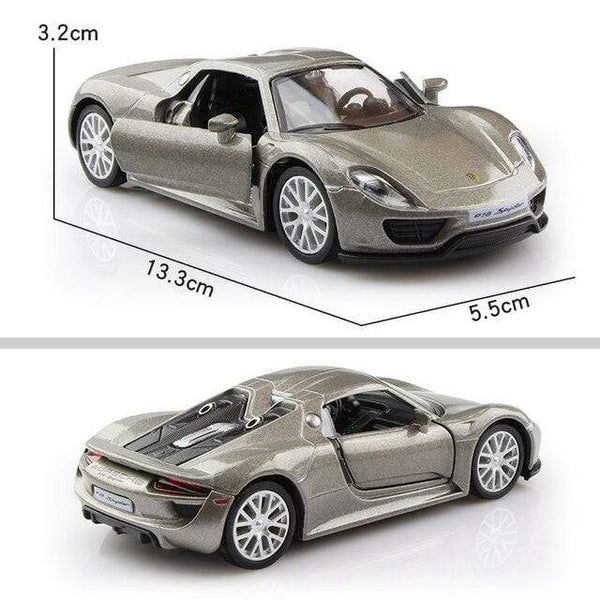 Planet Gates Porsche 918 Grey Birthday Gift 1:36 Alloy Car Model Simulation Exquisite Diecasts Toy Vehicle RMZ city Maserati Aston Martin Doors Open Pull Back