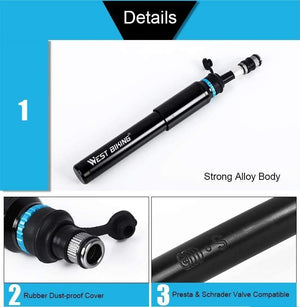 Planet Gates Portable Bicycle Pump 150PSI Presta/Schrader Road MTB Mountain Bike Pump Cycling Inflator Hand Pump For Bicycle