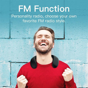 Planet Gates Portable Bluetooth Speaker Wireless Speaker Bass Bluedio HS Neck-mounted Speaker Bluetooth 5.0 FM Radio Support SD Card Slot (Black 1" Speaker)