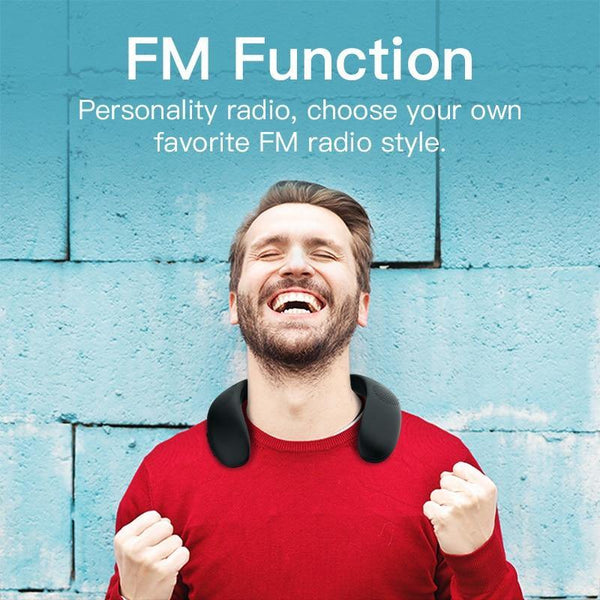 Planet Gates Portable Bluetooth Speaker Wireless Speaker Bass Bluedio HS Neck-mounted Speaker Bluetooth 5.0 FM Radio Support SD Card Slot (Black 1" Speaker)