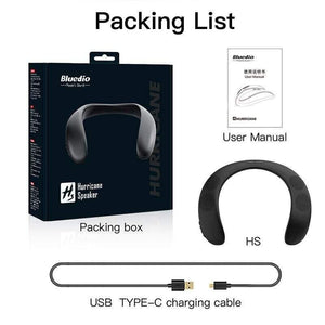 Planet Gates Portable Bluetooth Speaker Wireless Speaker Bass Bluedio HS Neck-mounted Speaker Bluetooth 5.0 FM Radio Support SD Card Slot (Black 1" Speaker)