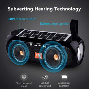 Planet Gates Portable Column WirelessBluetooth Bass Speaker Stereo Music Box Solar Power Bank Boombox Waterproof USB AUX FM Radio Super Bass