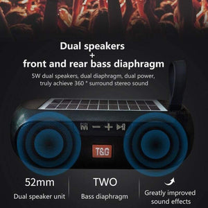 Planet Gates Portable Column WirelessBluetooth Bass Speaker Stereo Music Box Solar Power Bank Boombox Waterproof USB AUX FM Radio Super Bass