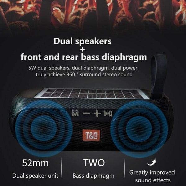 Planet Gates Portable Column WirelessBluetooth Bass Speaker Stereo Music Box Solar Power Bank Boombox Waterproof USB AUX FM Radio Super Bass