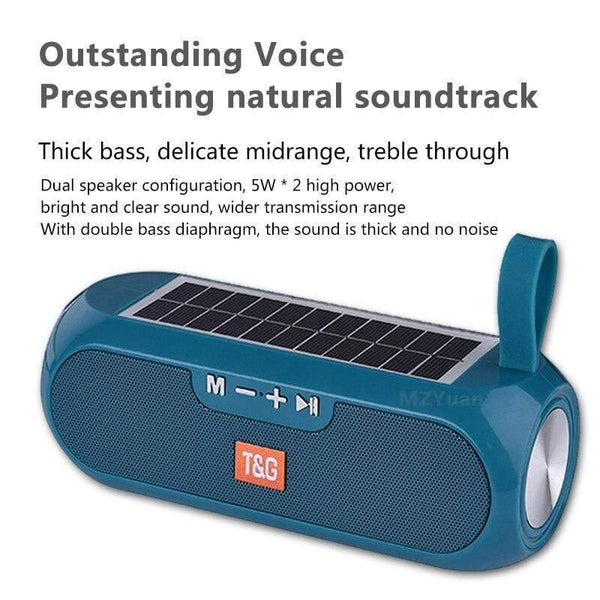 Planet Gates Portable Column WirelessBluetooth Bass Speaker Stereo Music Box Solar Power Bank Boombox Waterproof USB AUX FM Radio Super Bass