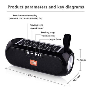 Planet Gates Portable Column WirelessBluetooth Bass Speaker Stereo Music Box Solar Power Bank Boombox Waterproof USB AUX FM Radio Super Bass
