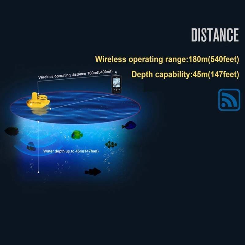 Planet Gates Portable Fish Finder Wireless 180m 90 degree Sonar Fishfinder multi-language 45m Fish Depth Alarm Echo Sounder