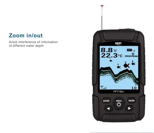 Planet Gates Portable Fish Finder Wireless 180m 90 degree Sonar Fishfinder multi-language 45m Fish Depth Alarm Echo Sounder