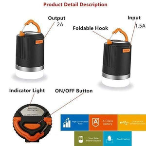 Planet Gates Portable Lantern Outdoor Camping Light 440 Lumens Multifunction USB Rechargeable LED Light With 10400mAh Power Bank