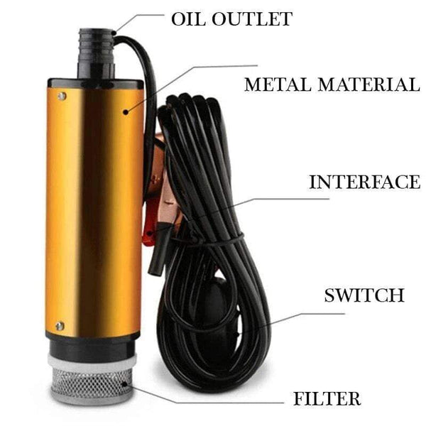Planet Gates Portable Mini 12V 24V DC Electric Submersible Pump For Pumping Diesel Oil Water Aluminum Alloy Shell 12L/min Fuel Transfer Pump