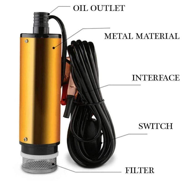 Planet Gates Portable Mini 12V 24V DC Electric Submersible Pump For Pumping Diesel Oil Water Aluminum Alloy Shell 12L/min Fuel Transfer Pump