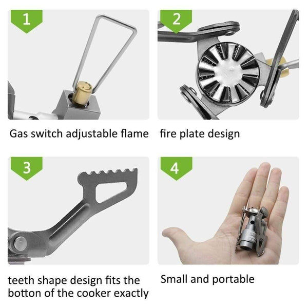 Planet Gates Portable Mini Camping Titanium Stove Outdoor Gas Stove Survival Furnace Stove Pocket Picnic Cooking Gas Burner brs-3000t