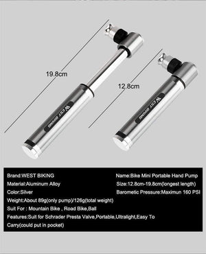 Planet Gates Portable Mini Pump for Bicycle Pump Bike Hand Inflator Schrader Presta Valve Adapter Cycling Tire Needle Air Hose