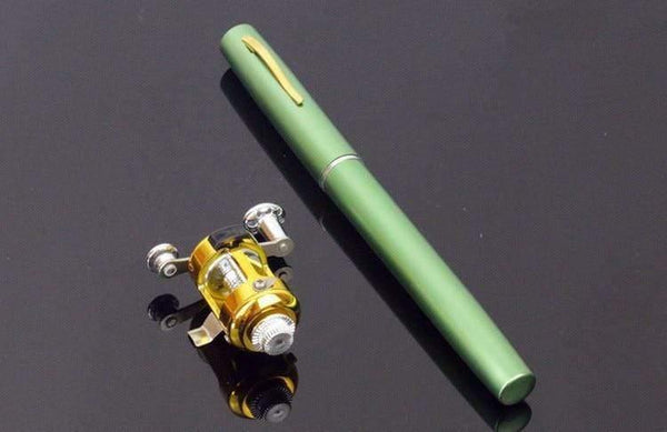 Planet Gates Portable Pocket Telescopic Mini Fishing Rod Pole Pen Shape Folded Fishing Rod With Reel Wheel For Outdoor River Lake Fishing