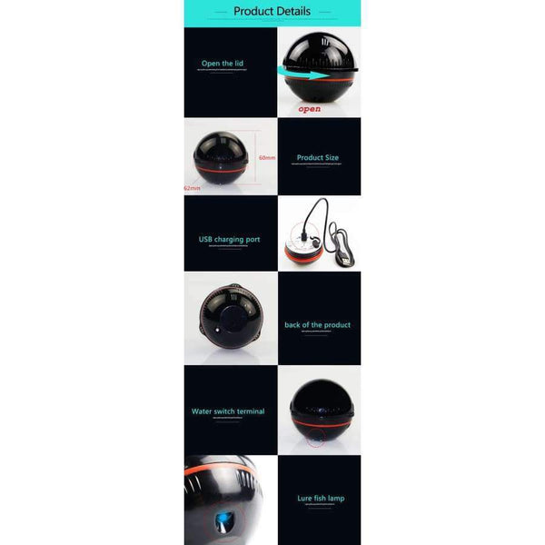 Planet Gates Portable Sonar Fish Finder Lamp Bluetooth Wireless Sonar For Iphone Fish Lamp 36M/118ft Depth Echo Sounder Sea Fishing